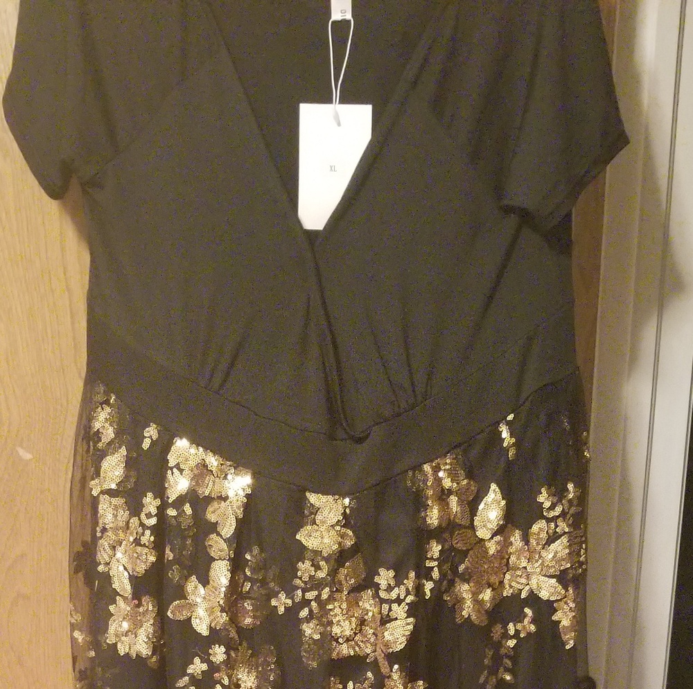 Sequin Black and Gold Formal Dress